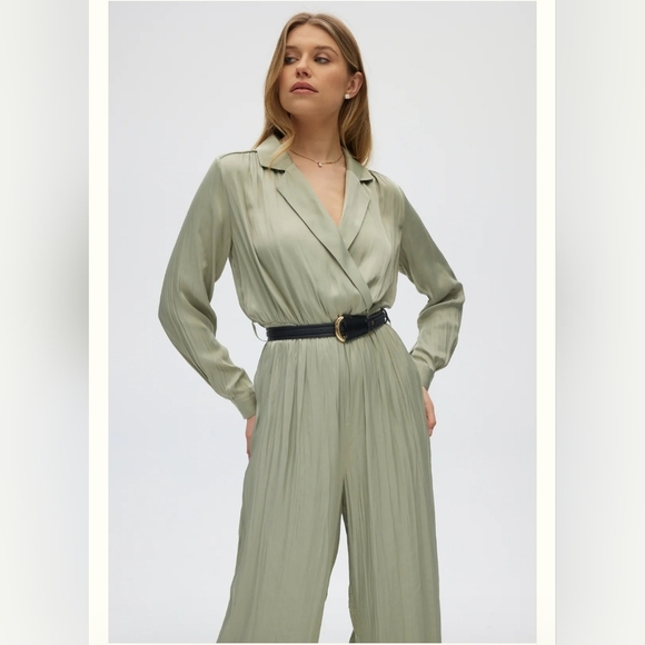 Joie/ Elegant Sage Green Jumpsuit/ Pleated/ Size US S - Picture 1 of 16